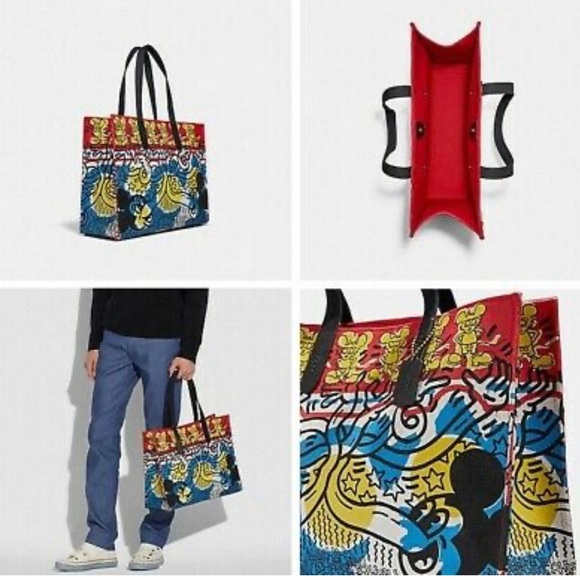 Coach X Keith Haring Tote 42 Blue Multi NWT - Picture 2 of 3